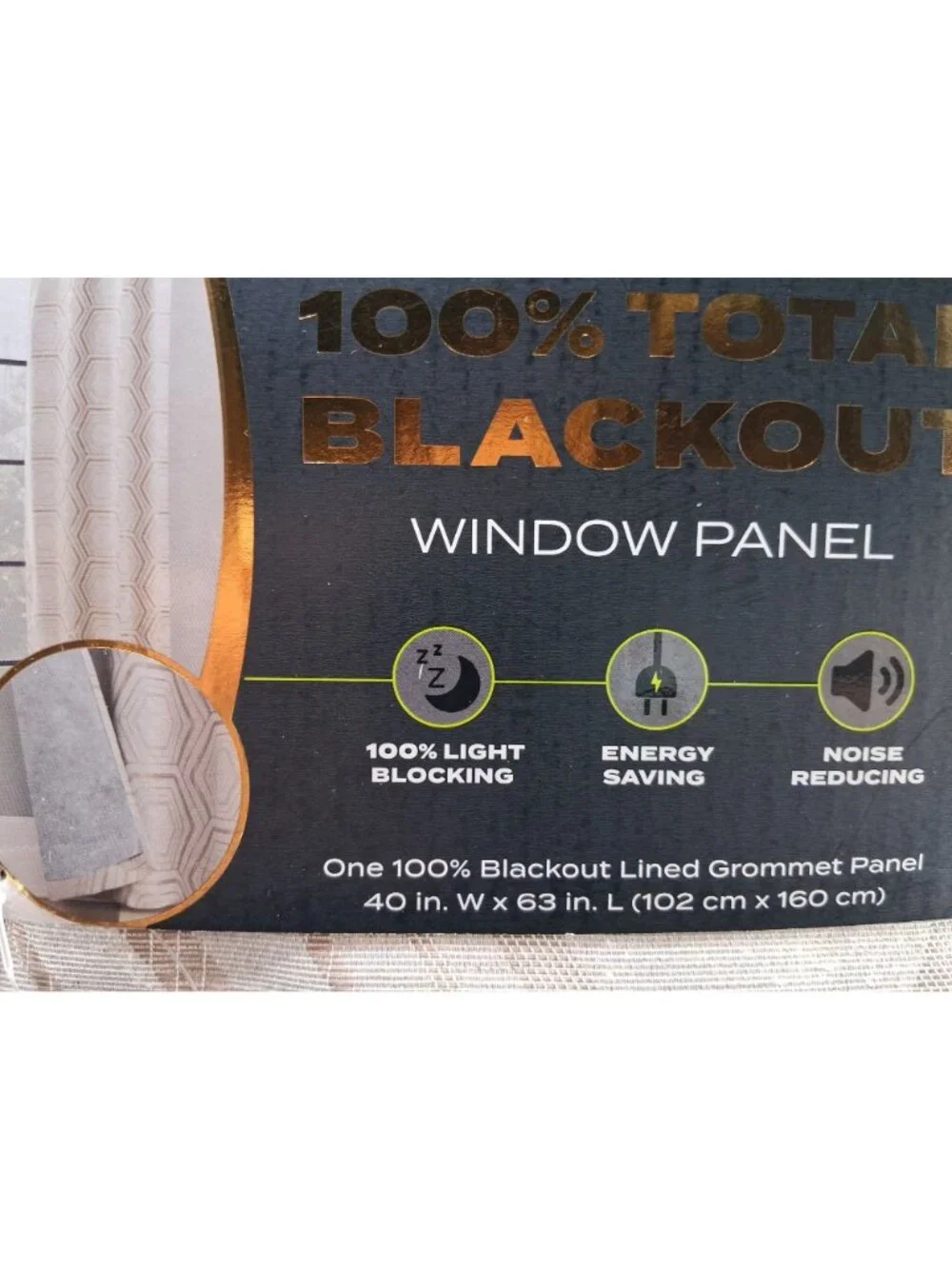 Sun Zero 100% Total Blackout Lined Window Panel 40